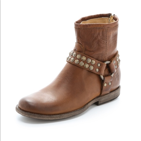 Frye Shoes - NEW • Frye • Phillip Studded Harness Boots Cognac